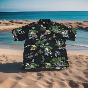 Harley Davidson Tori Richard Men's Hawaiian Black Shirt